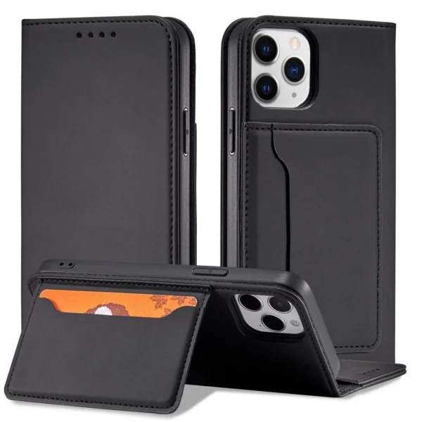 Magnet Card Case for iPhone 12 Pro Pouch Card Wallet Card Holder Black