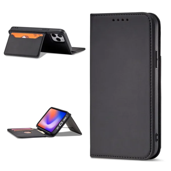 Magnet Card Case for iPhone 12 Pro Pouch Card Wallet Card Holder Black