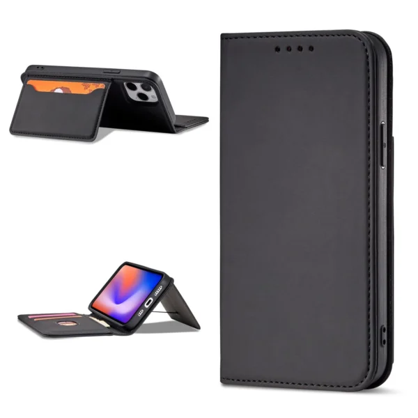 Magnet Card Case for iPhone 12 Pro Max Pouch Card Wallet Card Holder Black