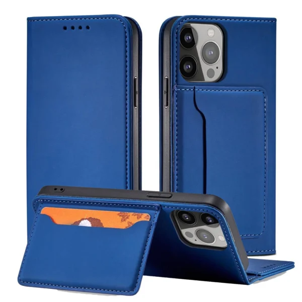 Magnet Card Case for iPhone 13 Pro Max Pouch Card Wallet Card Holder Blue