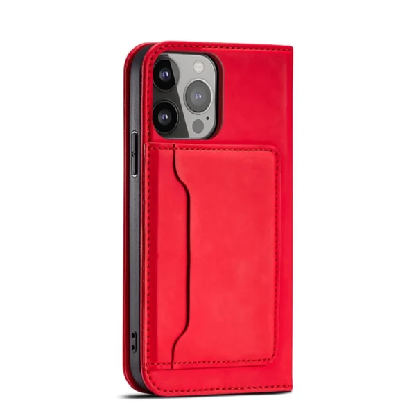 Magnet Card Case for iPhone 13 Pro Max Pouch Card Wallet Card Holder Red