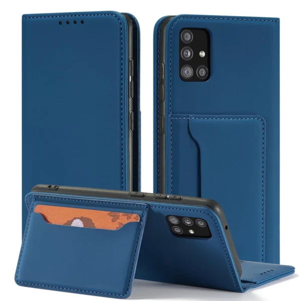 Magnet Card Case For Samsung Galaxy A12 5G Pouch Wallet Card Holder Blue