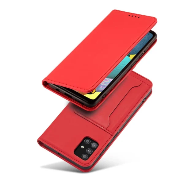 Magnet Card Case For Samsung Galaxy A12 5G Pouch Wallet Card Holder Red