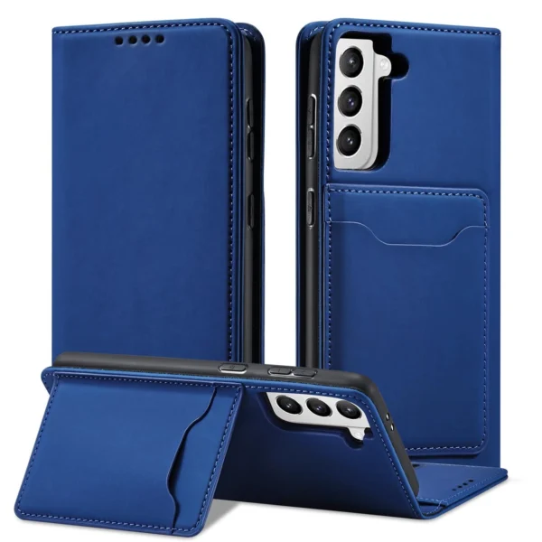 Magnet Card Case Case for Samsung Galaxy S22 + (S22 Plus) Pouch Wallet Card Holder Blue