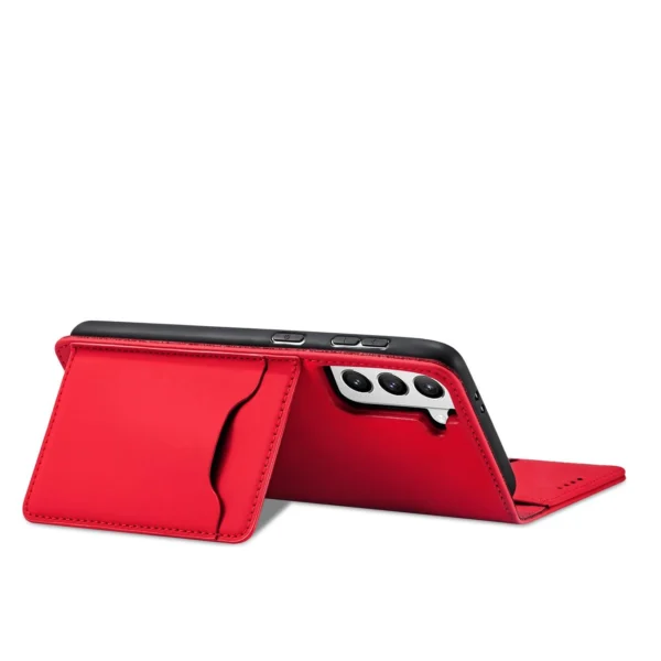 Magnet Card Case for Samsung Galaxy S22 + (S22 Plus) Pouch Wallet Card Holder Red