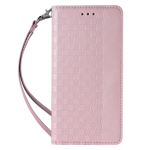 Magnet Strap Case Case for Samsung Galaxy S22 + (S22 Plus) Pouch Wallet + Mini Lanyard Pendant Pink