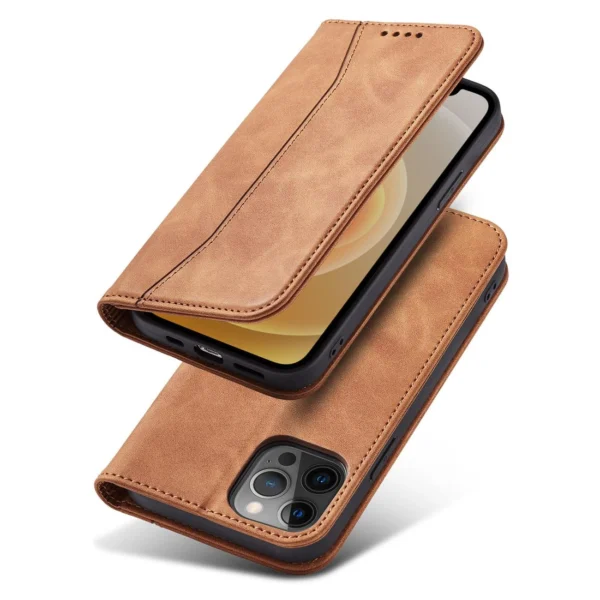 Magnet Fancy Case Case for iPhone 12 Pro Pouch Card Wallet Card Stand Brown