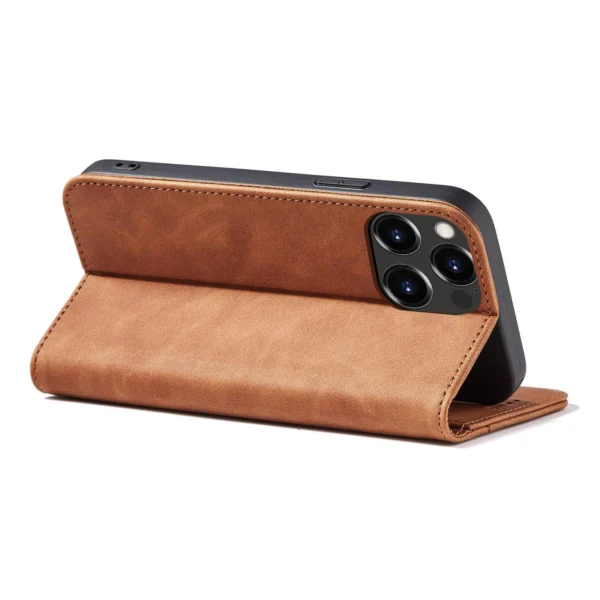 Magnet Fancy Case Case for iPhone 13 Pro Max Pouch Card Wallet Card Holder Brown