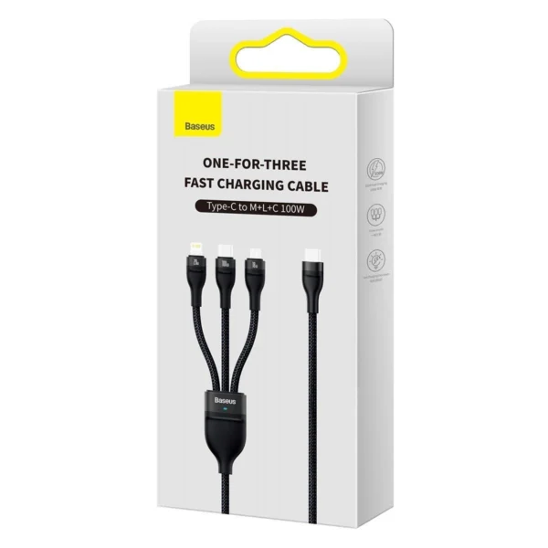 Baseus Flash Series II cable USB Type C - USB Type C / Lightning / micro USB 100 W 1.5 m black (CASS030201)