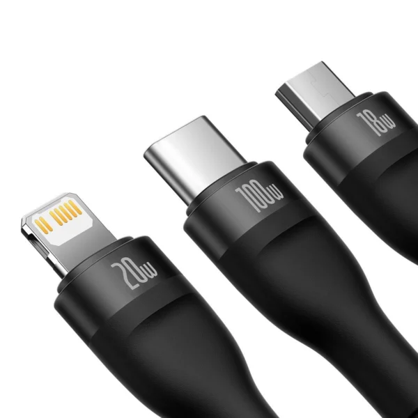 Baseus Flash Series II cable USB Type C - USB Type C / Lightning / micro USB 100 W 1.5 m black (CASS030201)