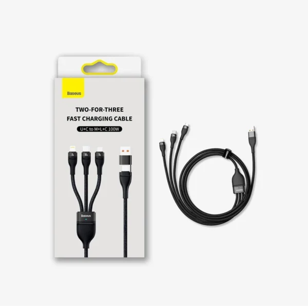 Baseus Flash Series II USB Type C / USB Type A cable - USB Type C / Lightning / micro USB 100 W 1.2 m black (CASS030101)