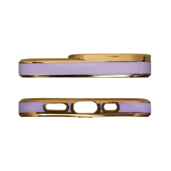 Fashion Case for iPhone 12 Pro Max Gold Frame Gel Cover Purple