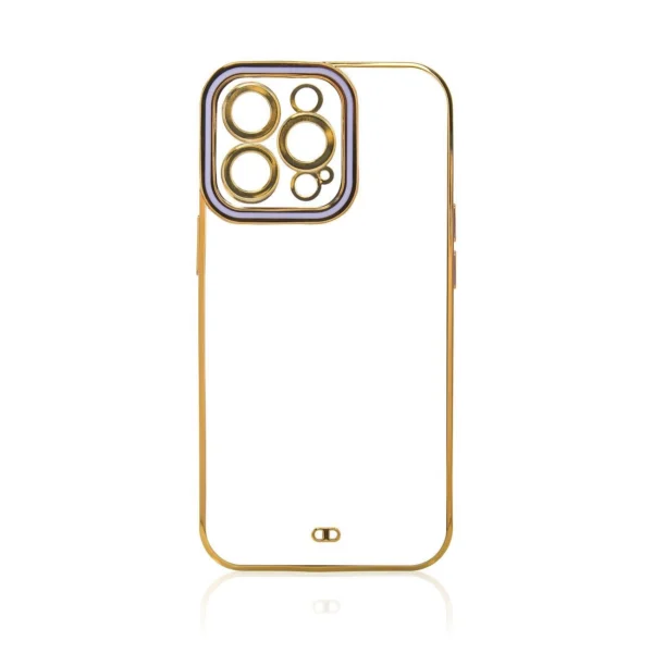 Fashion Case for iPhone 12 Pro Max Gold Frame Gel Cover Purple