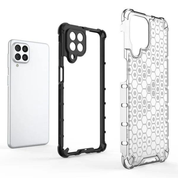 Honeycomb case armored cover with a gel frame for Samsung Galaxy M53 5G black