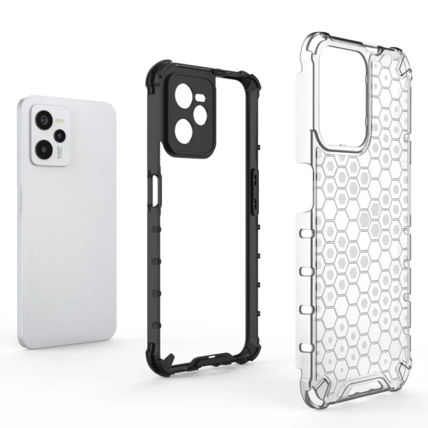 Honeycomb case armored cover with a gel frame Realme C35 transparent