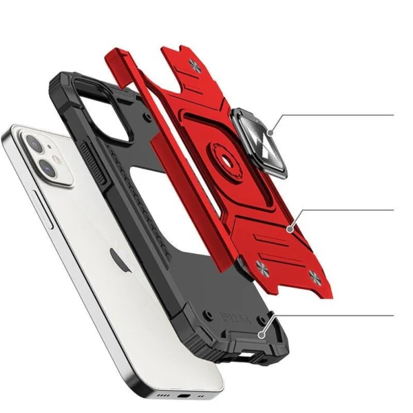 Ring Armor case for iPhone 14 Plus armored cover magnetic holder ring red