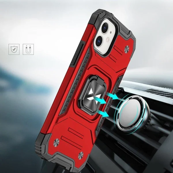 Ring Armor case for iPhone 14 Plus armored cover magnetic holder ring red