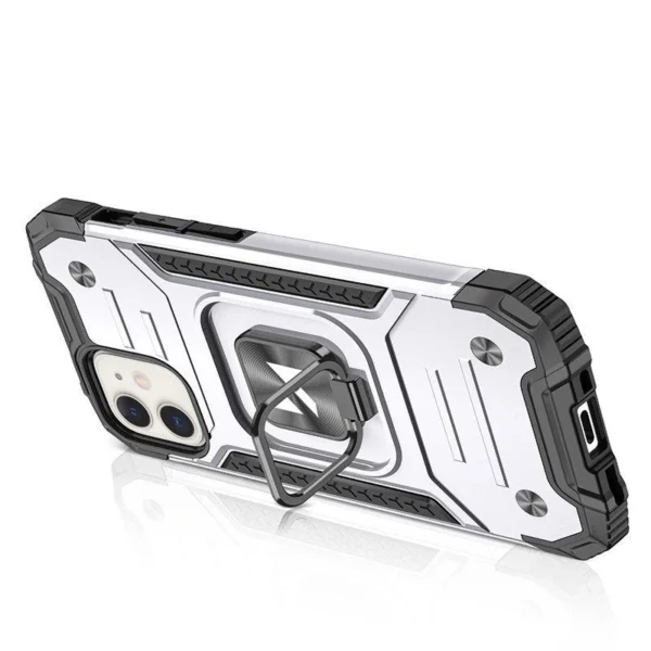 Ring Armor case for iPhone 14 armored cover magnetic holder ring silver