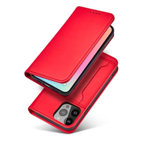 Magnet Card Case case for iPhone 14 Plus flip cover wallet stand red