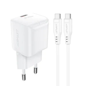 Acefast A77 Mini PD 30W GaN wall charger + USB-C cable – white