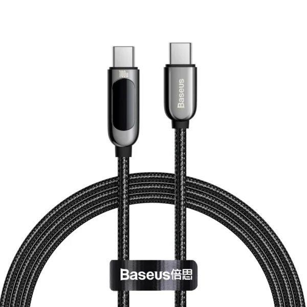 Baseus CATSK-B01 USB-C – USB-C PD QC cable 100W 5A 480Mb/s 1m with display – black