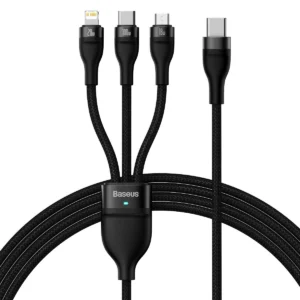 Baseus Flash Series II cable USB Type C – USB Type C / Lightning / micro USB 100 W 1.5 m black (CASS030201)