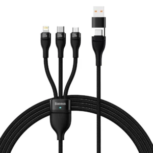 Baseus Flash Series II USB Type C / USB Type A cable – USB Type C / Lightning / micro USB 100 W 1.2 m black (CASS030101)