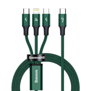 Baseus Rapid 3in1 USB Typ C – USB Typ C / Lightning / micro USB cable 20 W 1,5 m green (CAMLT-SC06)