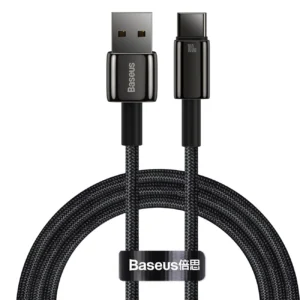 Baseus Tungsten Gold cable USB-A – USB-C 480Mb/s 100W 1m black (CAWJ000001)