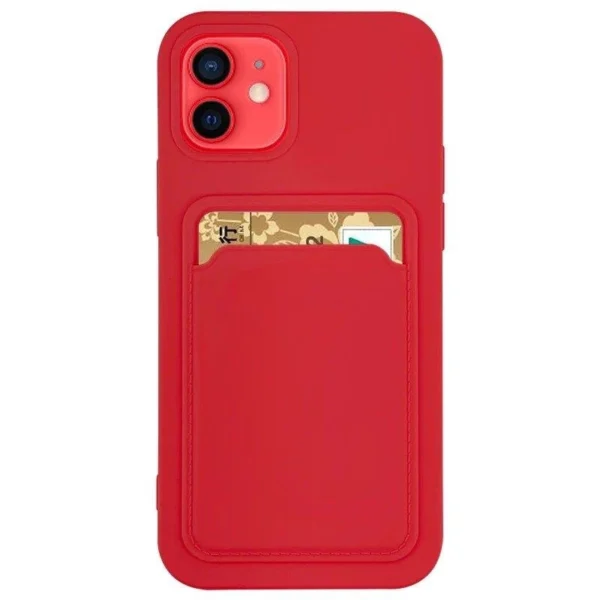 Card Case Silicone Wallet Case with Card Slot Documents for Samsung Galaxy S21 Ultra 5G Red