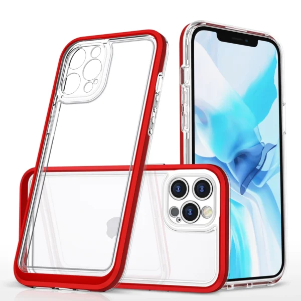 Clear 3in1 Case for iPhone 12 Pro Max Frame Cover Gel Red