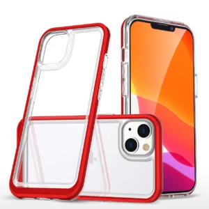 Clear 3in1 case for iPhone 14 silicone cover with frame red