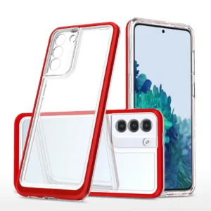 Clear 3in1 Case for Samsung Galaxy S21 5G Frame Gel Cover Red