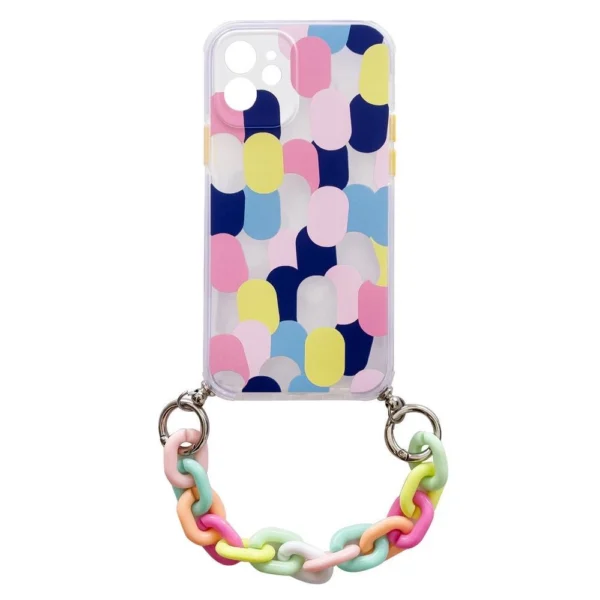 Color Chain Case gel flexible elastic case cover with a chain pendant for iPhone 13 mini multicolour (1)