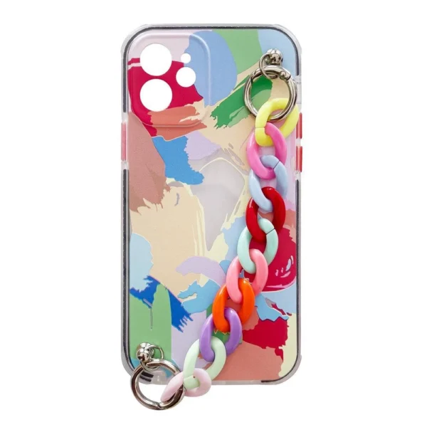 Color Chain Case gel flexible elastic case cover with a chain pendant for iPhone 13 mini multicolour (4)