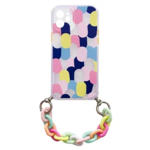 Color Chain Case gel flexible elastic case cover with a chain pendant for iPhone 13 multicolour (1)