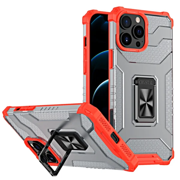 Crystal Ring Case Kickstand Tough Rugged Cover for iPhone 12 Pro Max red