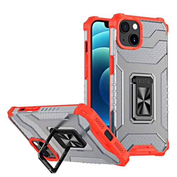 Crystal Ring Case Kickstand Tough Rugged Cover for iPhone 13 red