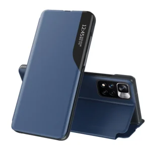 Eco Leather View Case Elegant Flip Cover with Stand Function Poco M4 Pro 5G Blue