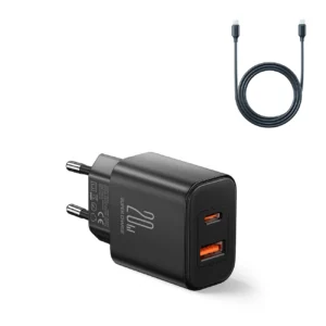 EU Joyroom JR-TCF05 20W USB-A USB-C charger + USB-C cable – black