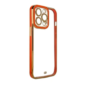 Fashion Case for iPhone 12 Gold Frame Gel Cover Red