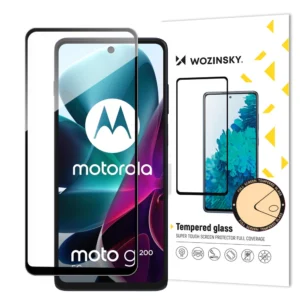 Full Glue Tempered Glass Motorola Moto G200 5G 9H Full Screen Tempered Glass with Black Frame