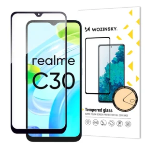 Full Glue Tempered Glass Tempered Glass For Realme C30 / Realme Narzo 50i Prime 9H Full Screen Protector With Black Frame