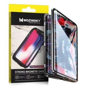 Full Magnetic Case Full Body Front and Back Cover with built-in glass for Samsung Galaxy A72 4G black-transparent