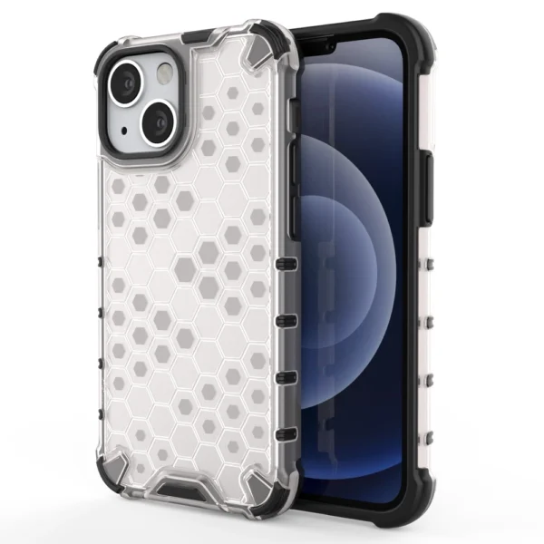 Honeycomb Case armor cover with TPU Bumper for iPhone 13 mini transparent