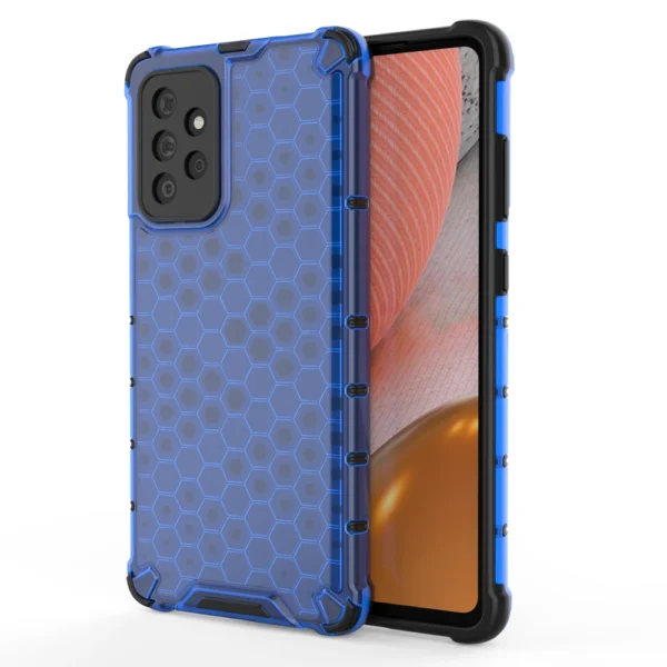 Honeycomb Case armor cover with TPU Bumper for Samsung Galaxy A72 4G blue