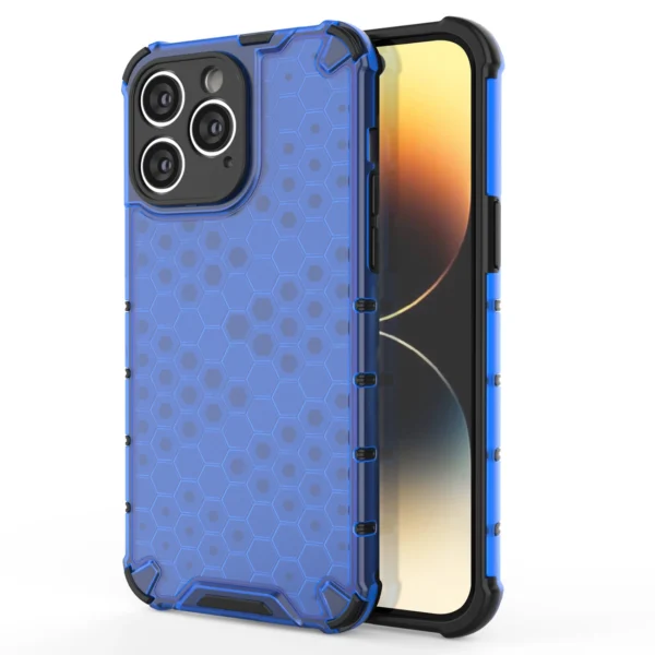 Honeycomb case for iPhone 14 Pro Max armored hybrid cover blue