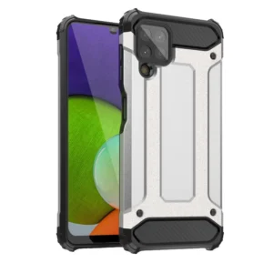 Hybrid Armor Case Tough Rugged Cover for Samsung Galaxy A22 4G silver