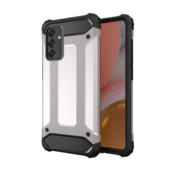 Hybrid Armor Case Tough Rugged Cover for Samsung Galaxy A72 4G silver