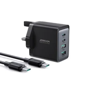 Joyroom TCG02 PD USB-C USB-A 67W GaN wall charger (UK) + USB-C cable – black